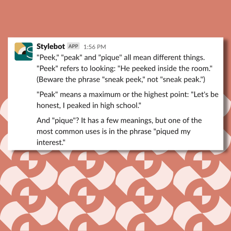 The Difference Between Peek Peak And Pique Stylebot