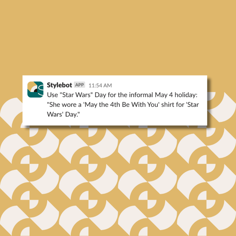 Use "Star Wars" Day for the informal May 4 holiday: "She wore a 'May the 4th Be With You' shirt for 'Star Wars' Day."